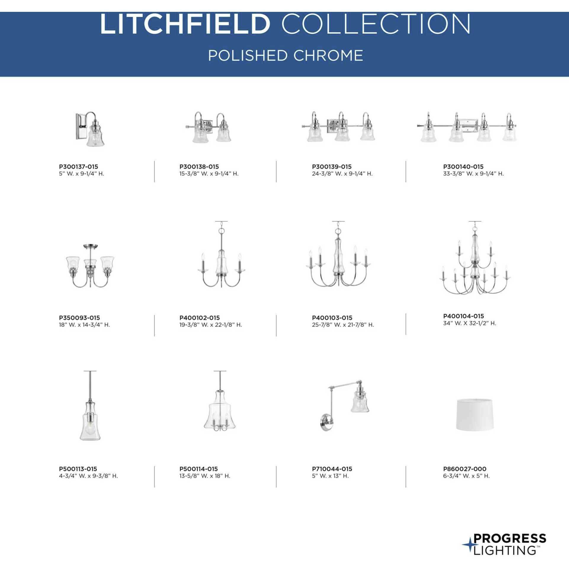 Litchfield 2 Light 15 inch Polished Chrome Bath Vanity Wall Light